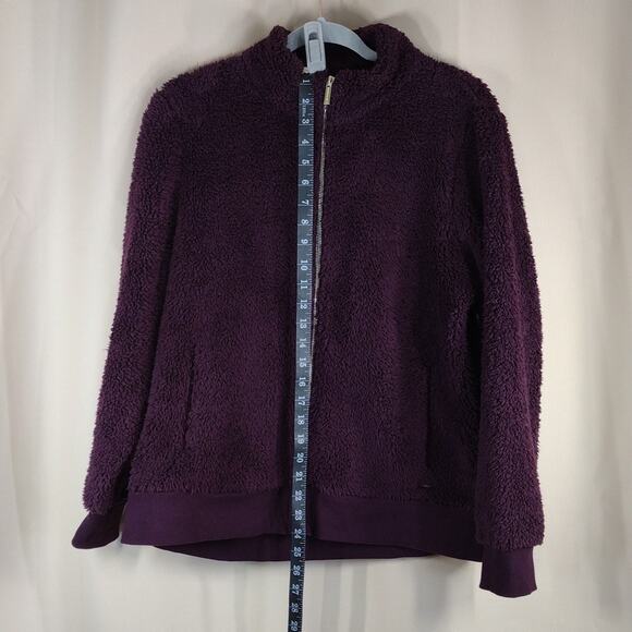 Calvin Klein Sherpa Fleece Fluffy Comfy Cozy Plush Purple Zip-Up Teddy Jacket - Picture 3 of 8